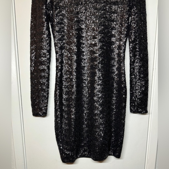NWT Bailey 44 Heart Of Glass Allover Sequins Black Mini Long Sleeve Dress XS - Picture 8 of 17